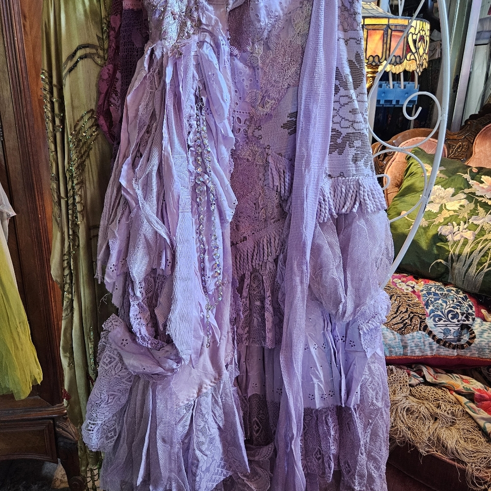 OOAK CUSTOM MADE WRAP AROUND PURPLE LACE SKIRT NWOT - Picture 7 of 11